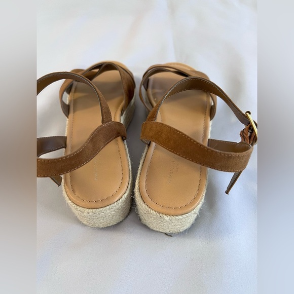 American Eagle Womens Brown Suede Open Toe Buckle Ankle Strap Platform Sz 9 - Picture 6 of 10